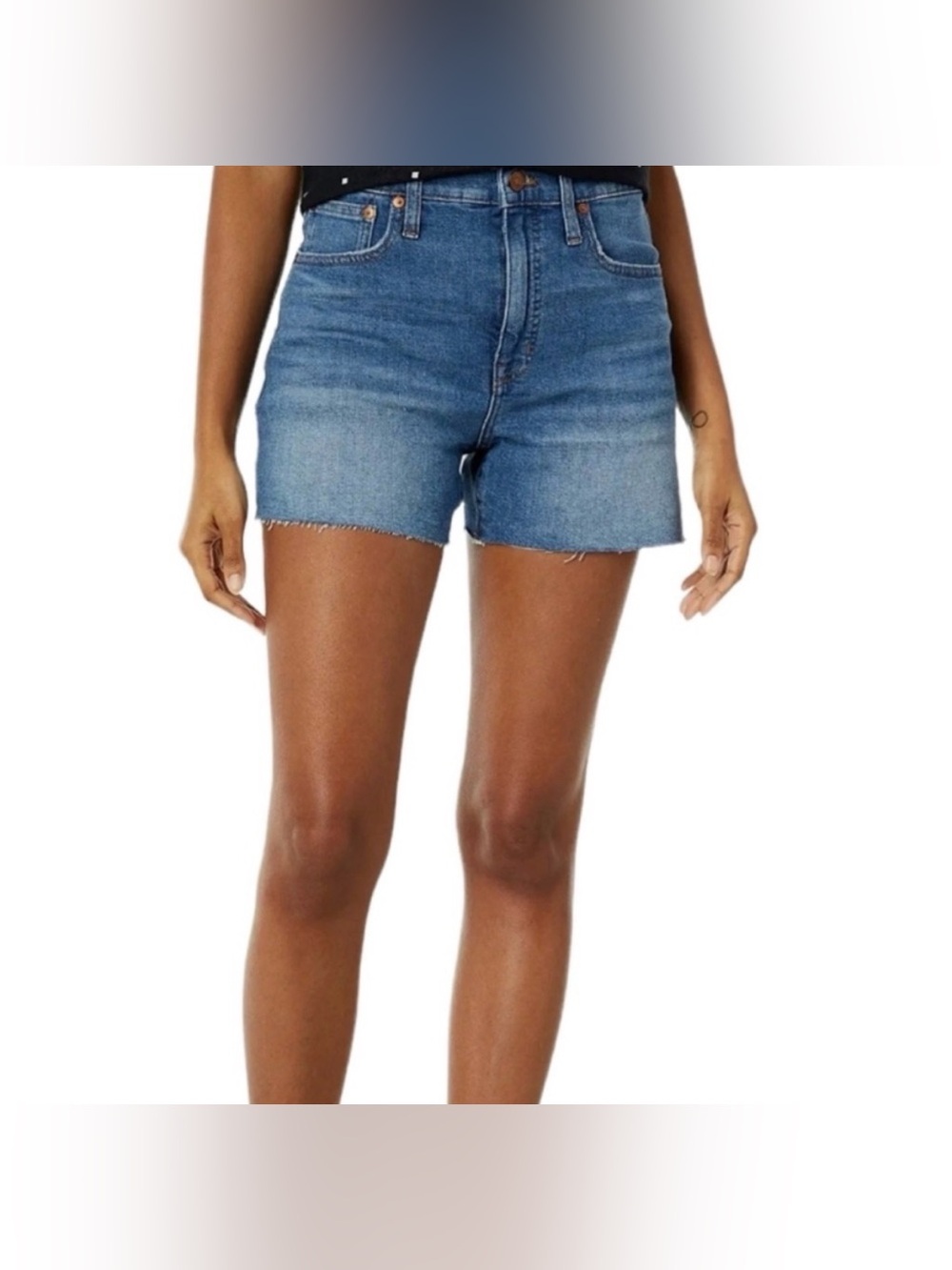Madewell High Rise Denim Shorts Size 31 Raw Hem Distressed Jean Shorts